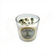Opium Glass Votive Soy Wax Candle with Green Aventurine
