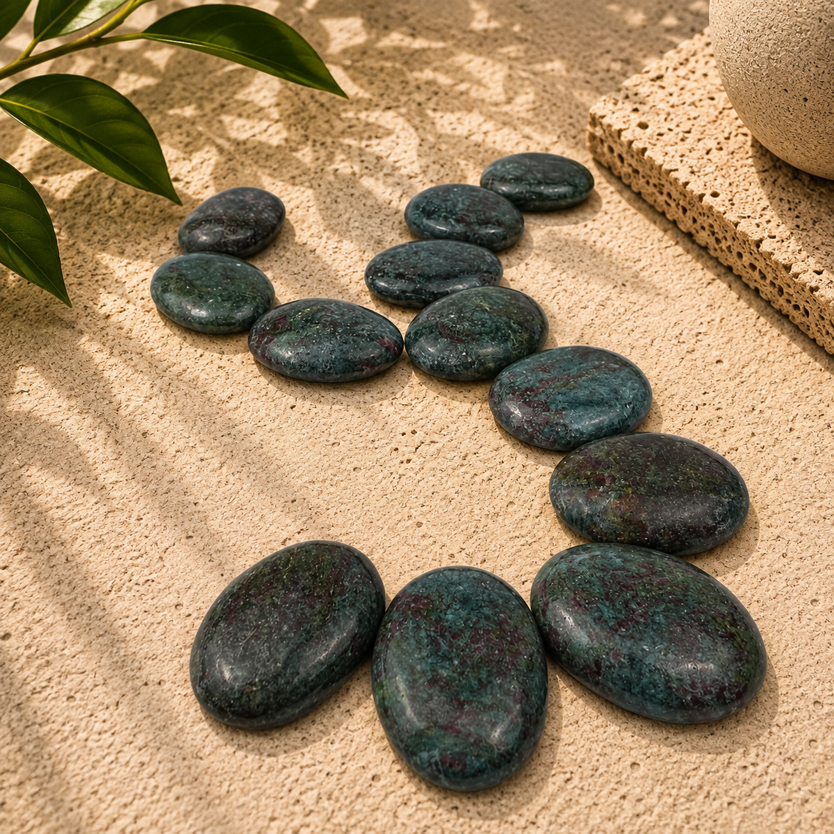 Blue Kyanite with Ruby Worry Stone - 1.5 inch