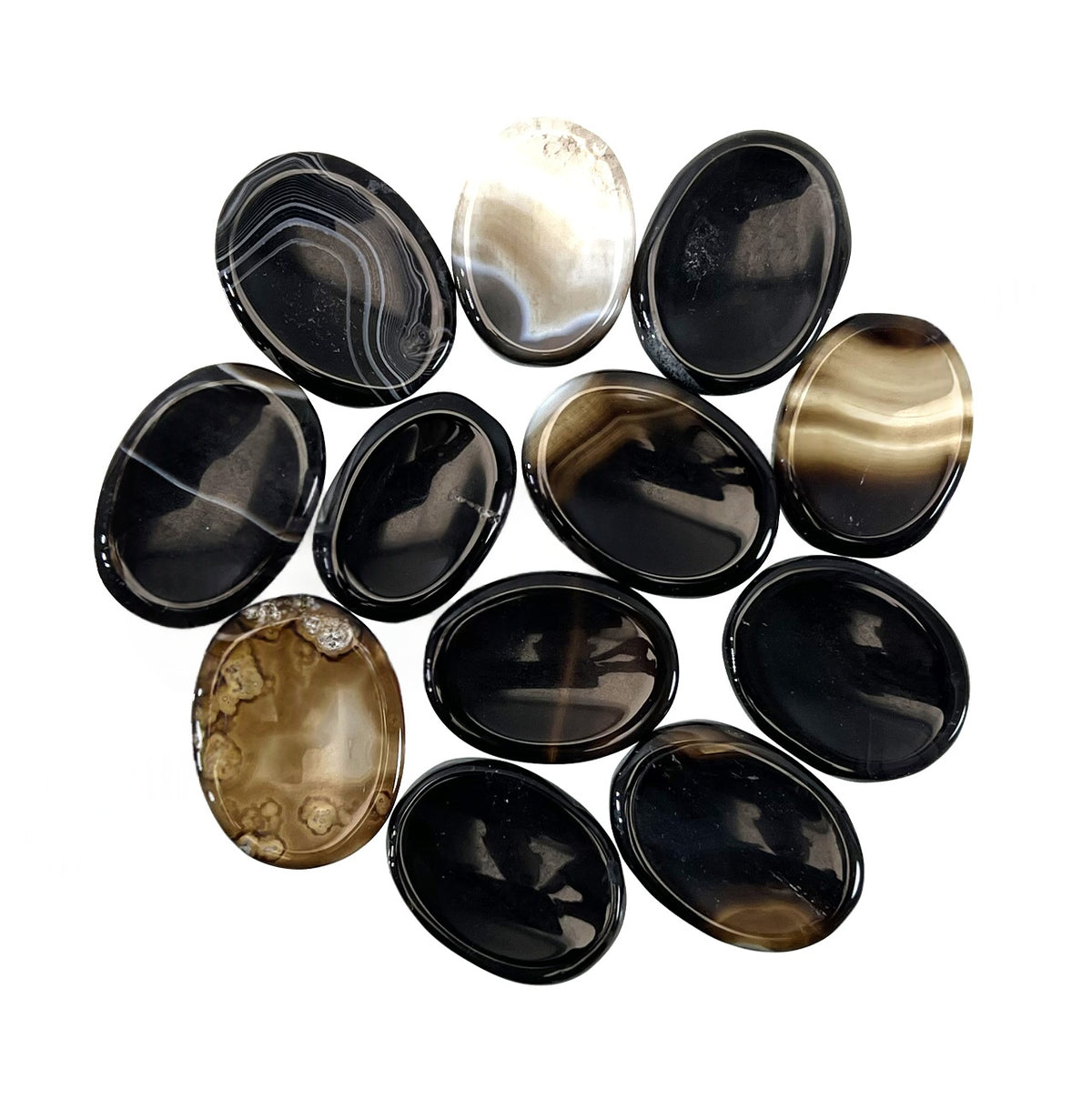 Black Onyx Worry Stone - 1.5-1.75 inch