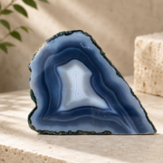 Blue Agate Geode Half - 4.6 x 6.0 inch