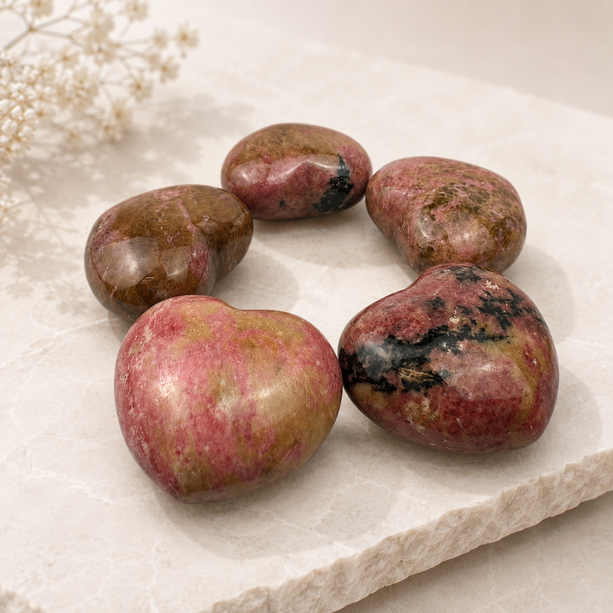 Rhodonite Heart - 1.75 inch