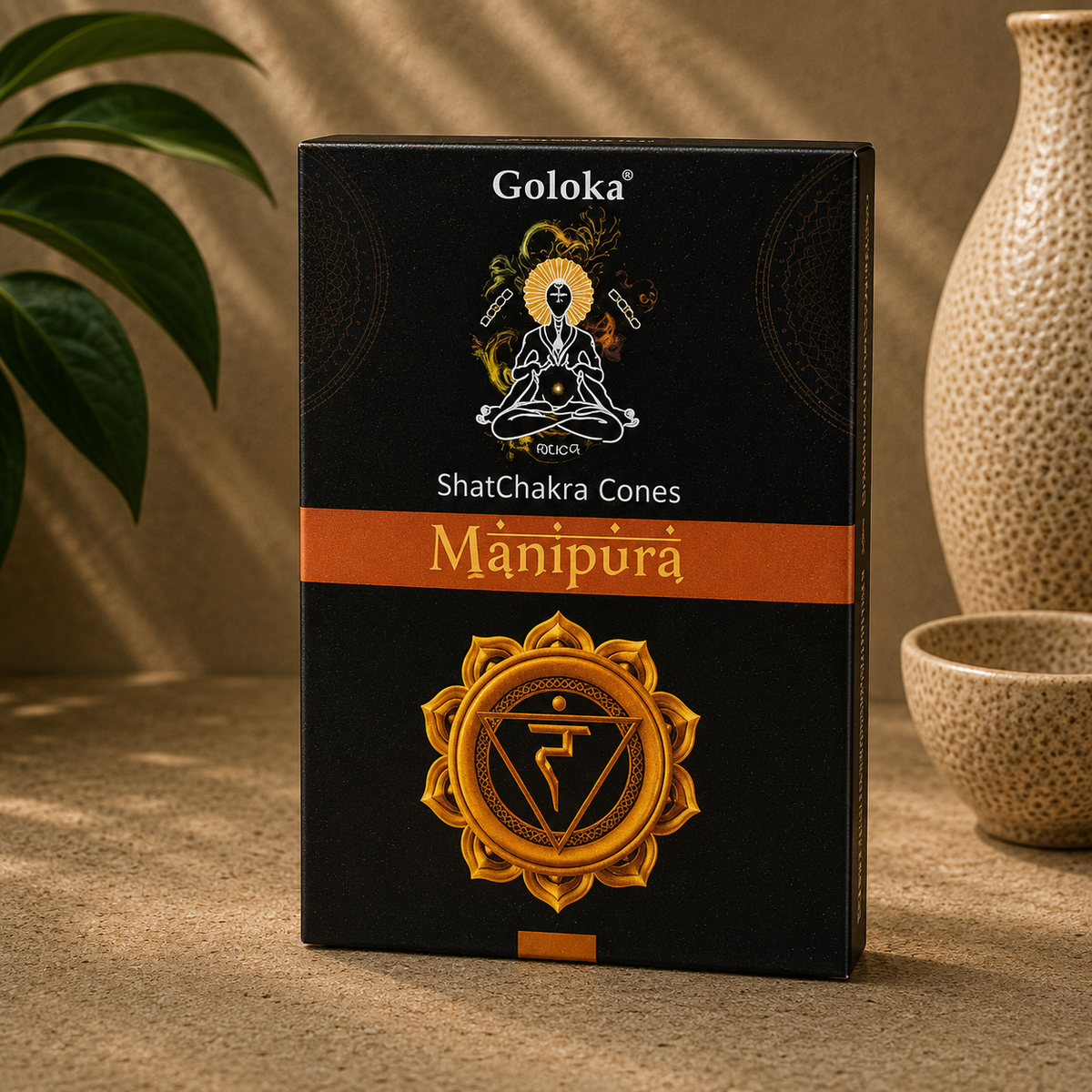 Goloka Manipura (Solar Plexus Chakra) Cone Incense (10 Cones)
