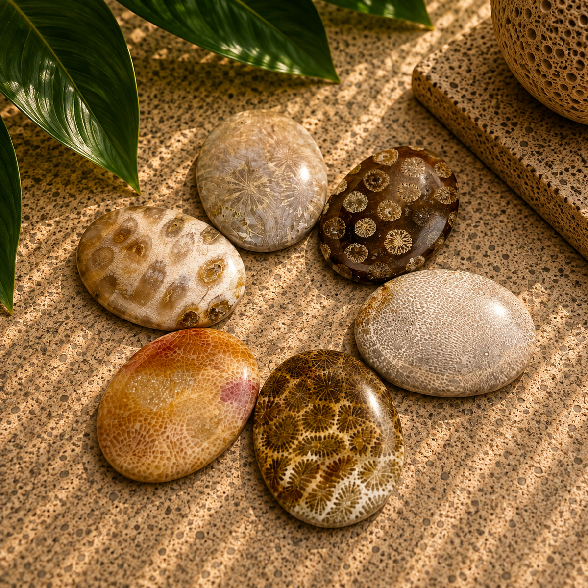 Fossil Coral Worry Stone - 2 inch