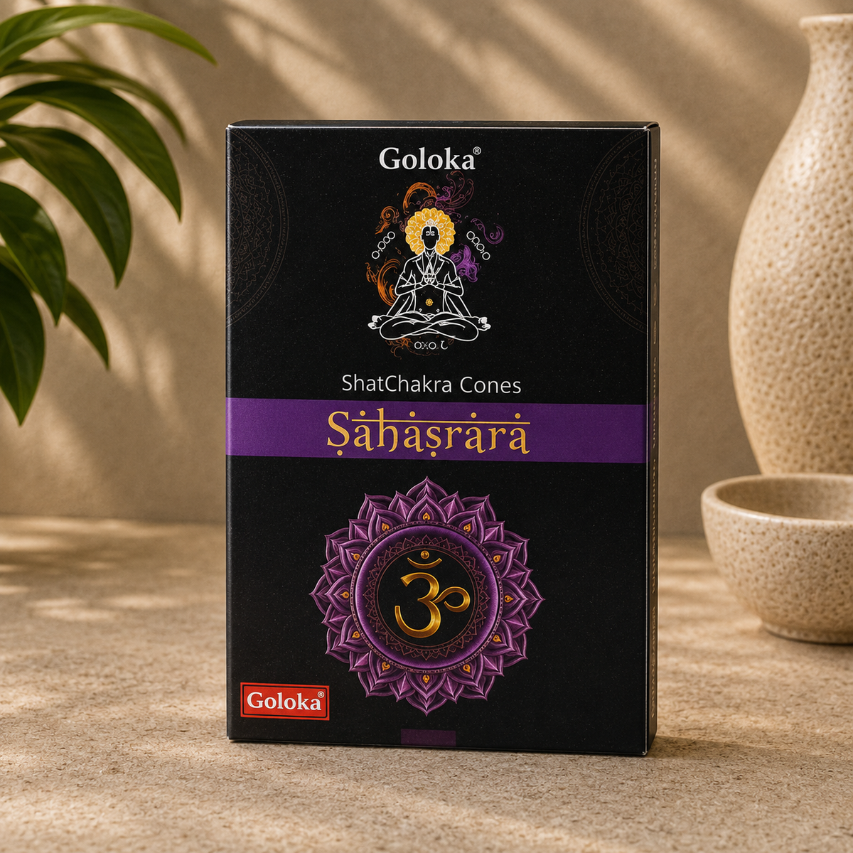 Goloka Chakra Series Sahasrara (Crown Chakra) Cone Incense (10 Cones)