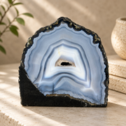 Blue Agate Geode Half - 5.6 x 5.8 inch