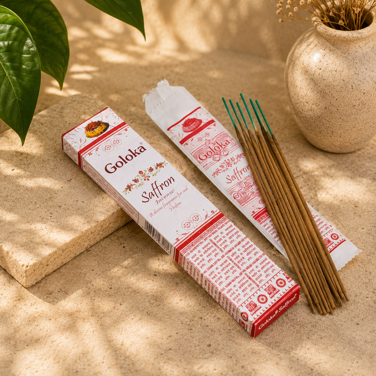 Goloka Saffron Incense Sticks (15g)