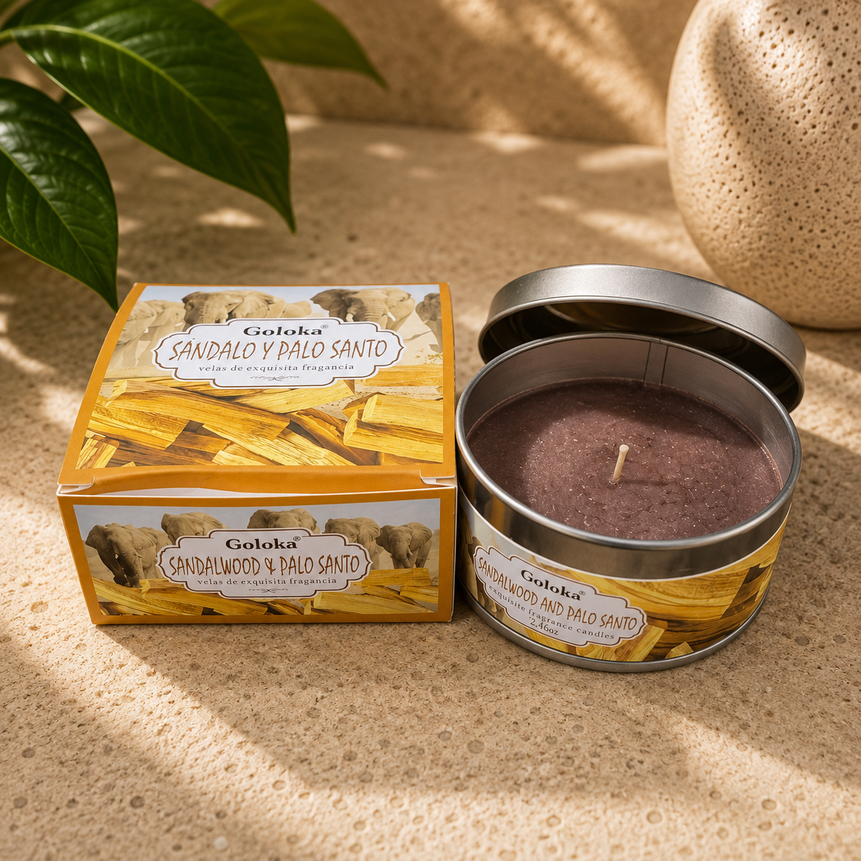 **Goloka Sandalwood and Palo Santo Travel Tin Candle**