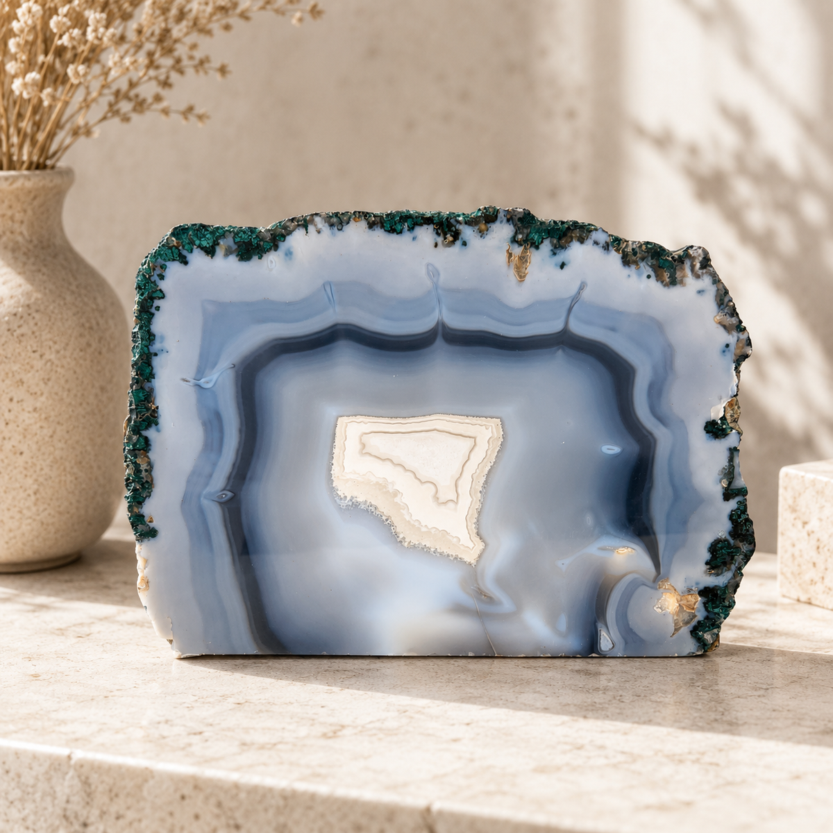 Blue Agate Slice - 5.5 x 7.9 inch