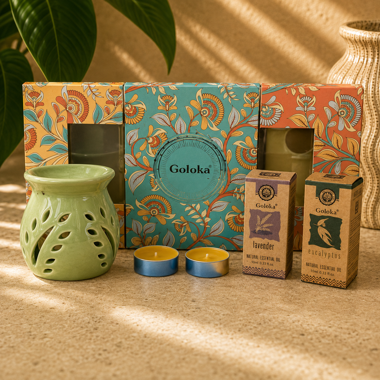 Goloka Lavender & Eucalyptus Essential Oil Gift Set (4 Piece Set)