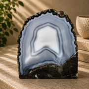Blue Agate Geode Half - 6.3 x 5.8 inch