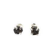 Black Tourmaline Freeform Stud Earrings Sterling Silver