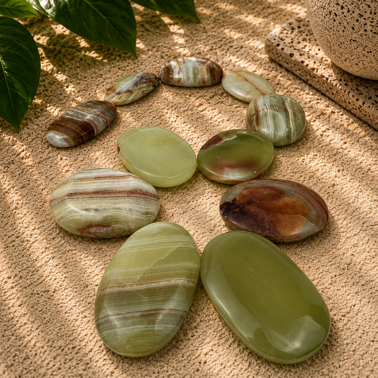 Green Onyx Worry Stone - 2.0-2.25 inch