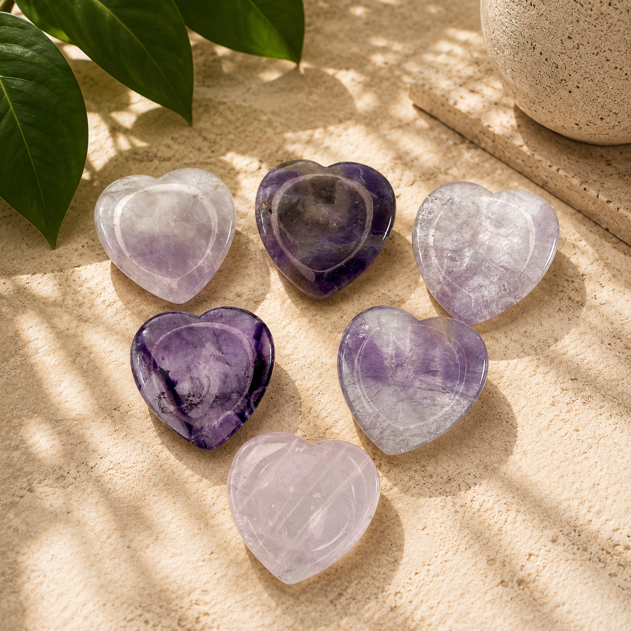 Amethyst Heart Worry Stone - 1.5 inch