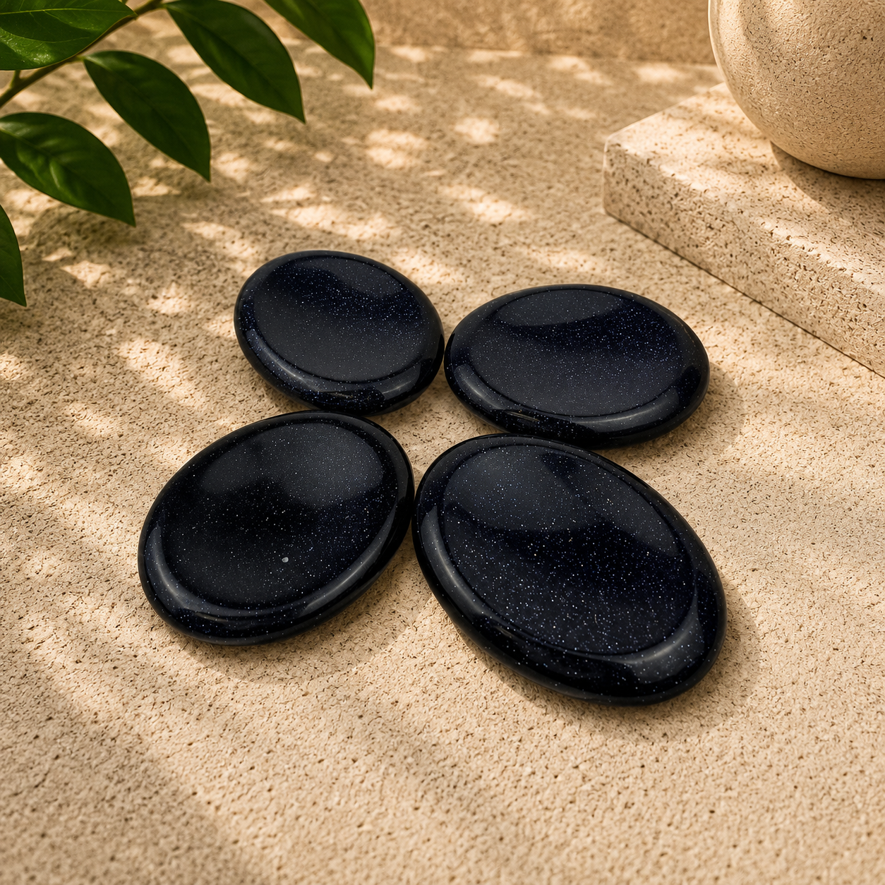Blue Goldstone Worry Stone - 1.75 inch