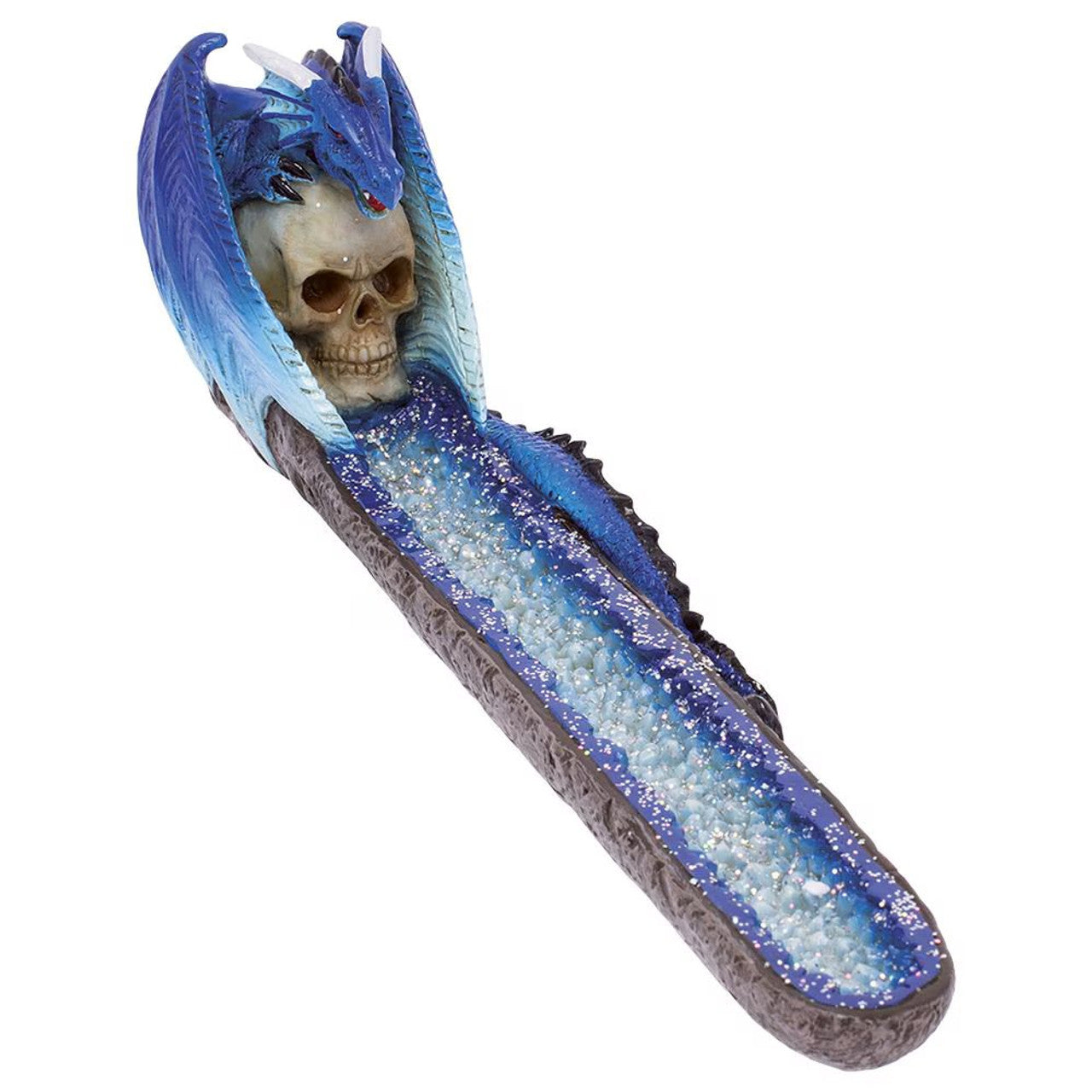 # Fujima Blue Dragon on Skull Stick Burner - 11 inch