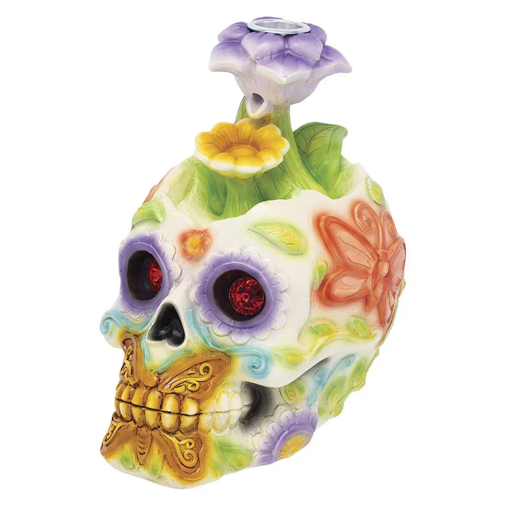 # Fujima Crystal-Eyed Floral Skull Backflow Incense Burner (6 inch)