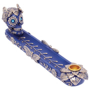 Fujima Blue Skull and Butterfly Stick and Cone Incense Burner (11 in)
