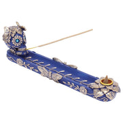 Fujima Blue Skull and Butterfly Stick and Cone Incense Burner (11 in)