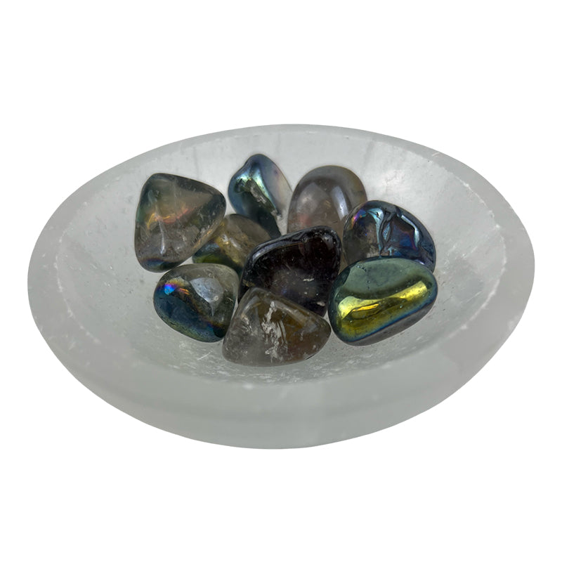Gray AB Plated Crystal Quartz Tumbled Stone - 15-30 mm