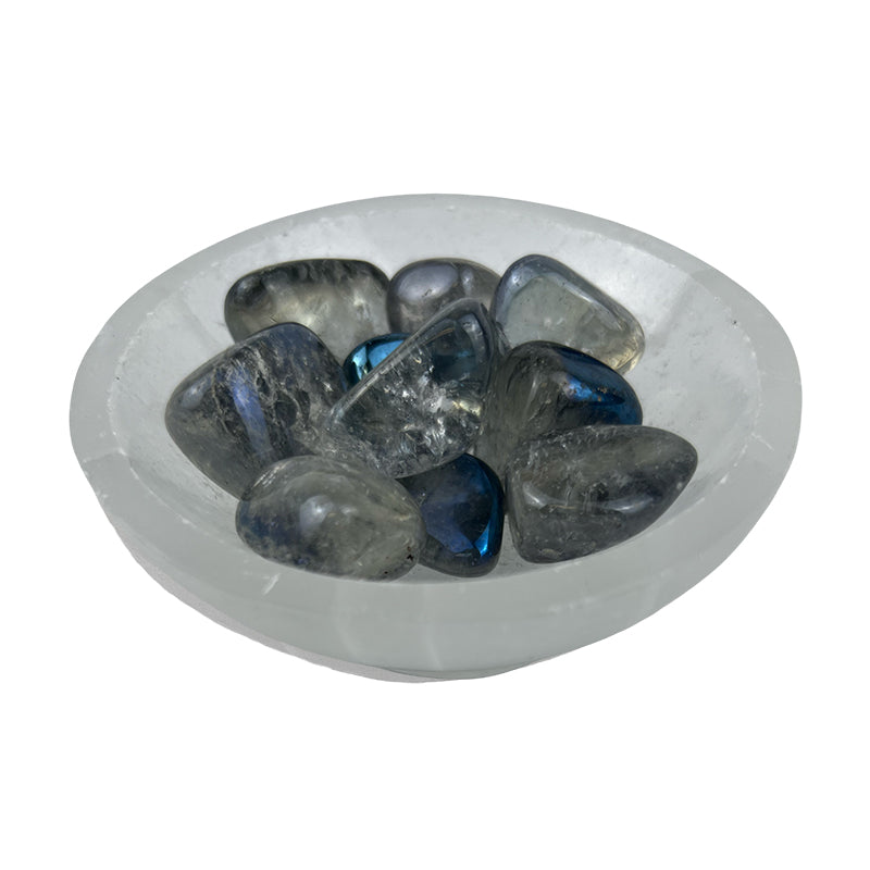 Dark Blue AB Plated Crystal Quartz Tumbled Stone - 15-35 mm