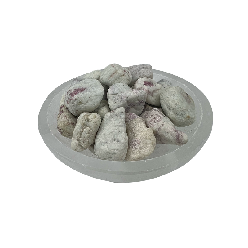 Pink Tourmaline with Quartz Matte Tumbled Stone - 20-40 mm