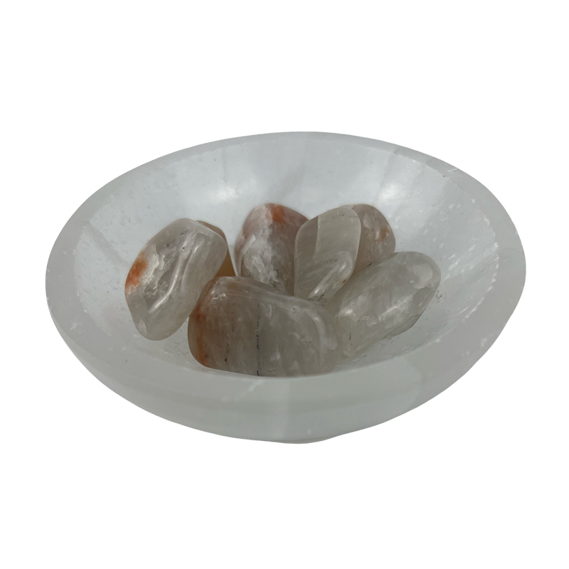 Red and White Moonstone Tumbled Stone - 20-40 mm