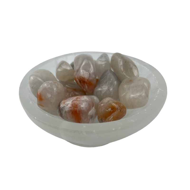 Red and White Moonstone Tumbled Stone - 20-40 mm