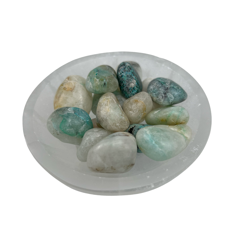 Quartz with Chrysocolla Tumbled Stone - 15-35 mm