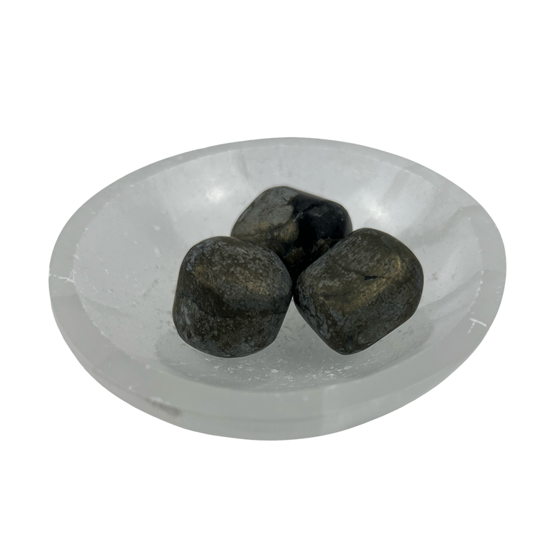 Pyrite with Black Magnetite Tumbled Stone - 15-35 mm