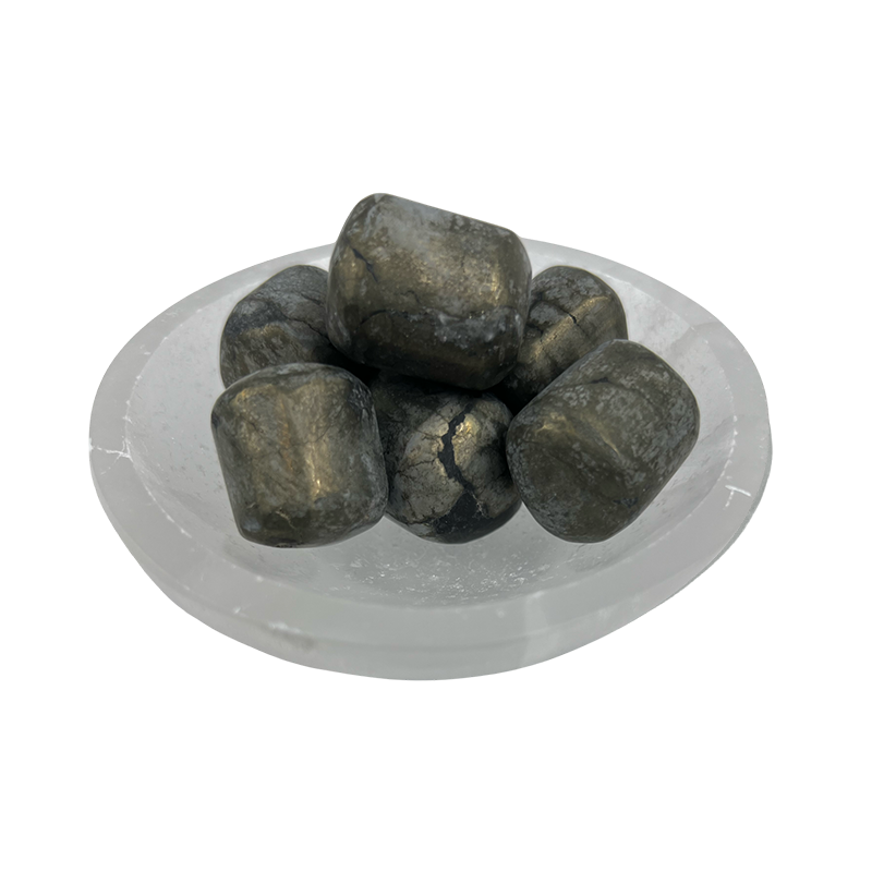 Pyrite with Black Magnetite Tumbled Stone - 15-35 mm