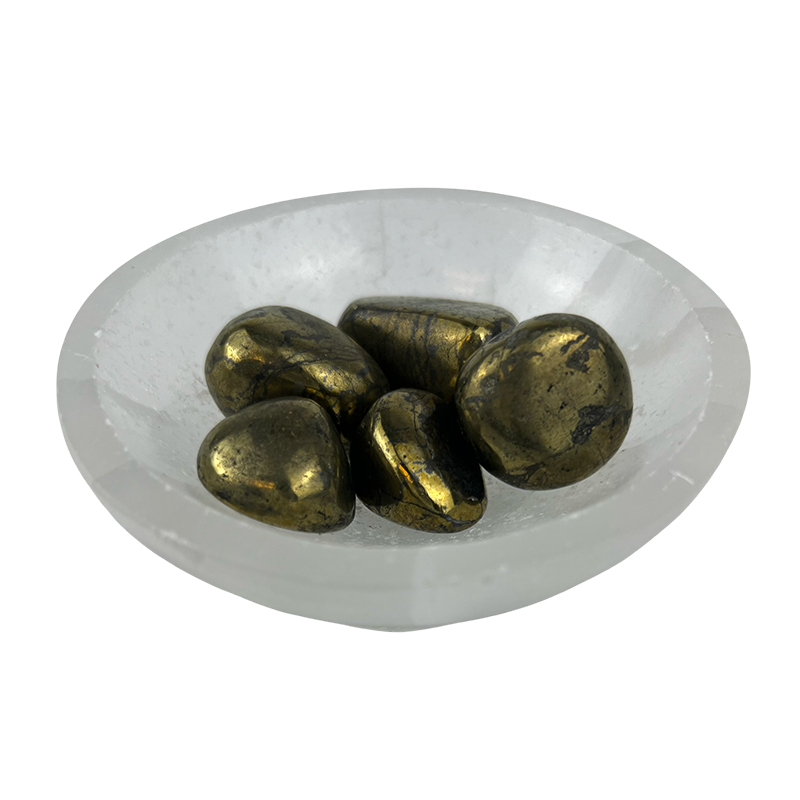 Pyrite with Black Magnetite Tumbled Stone - 15-35 mm