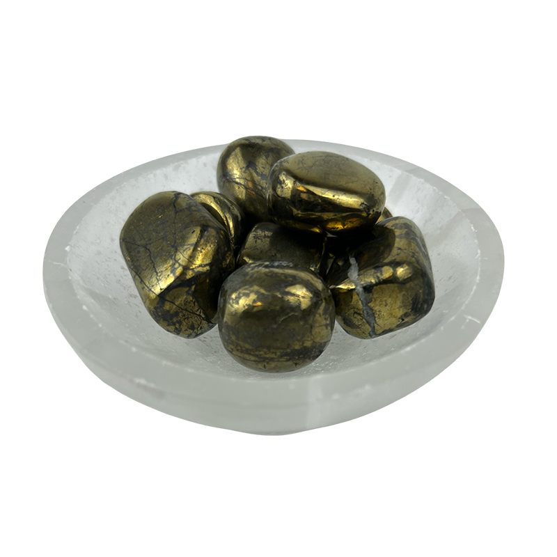 Pyrite with Black Magnetite Tumbled Stone - 15-35 mm