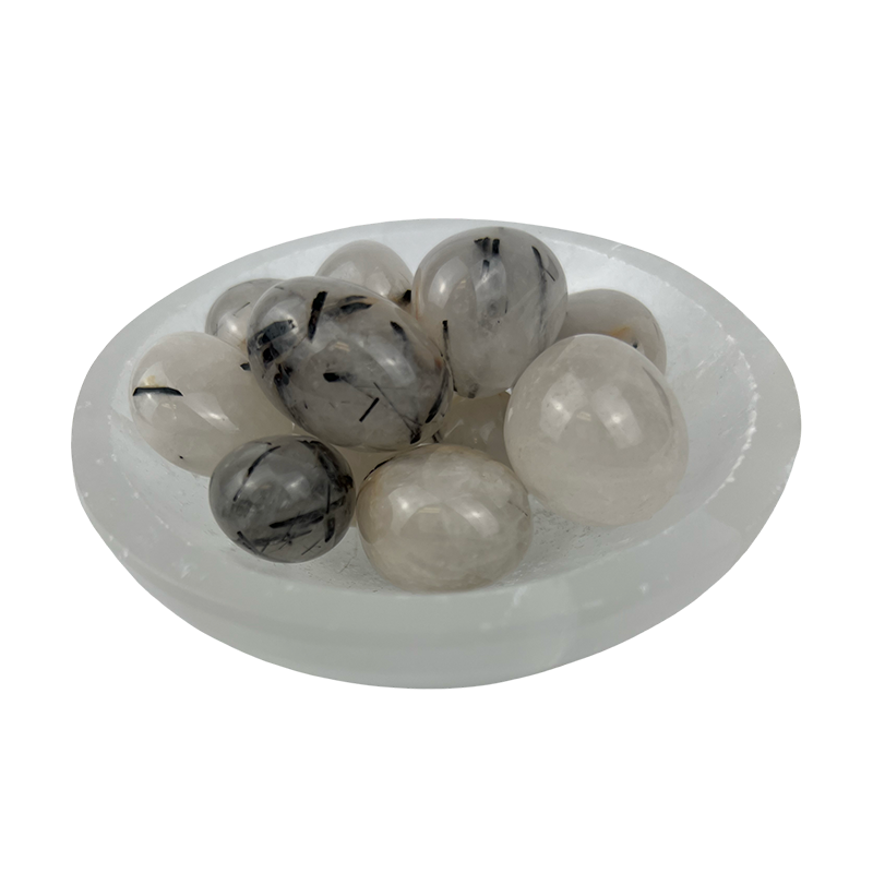 Quartz with Black Tourmaline Rutile Tumbled Stone - 15-35 mm