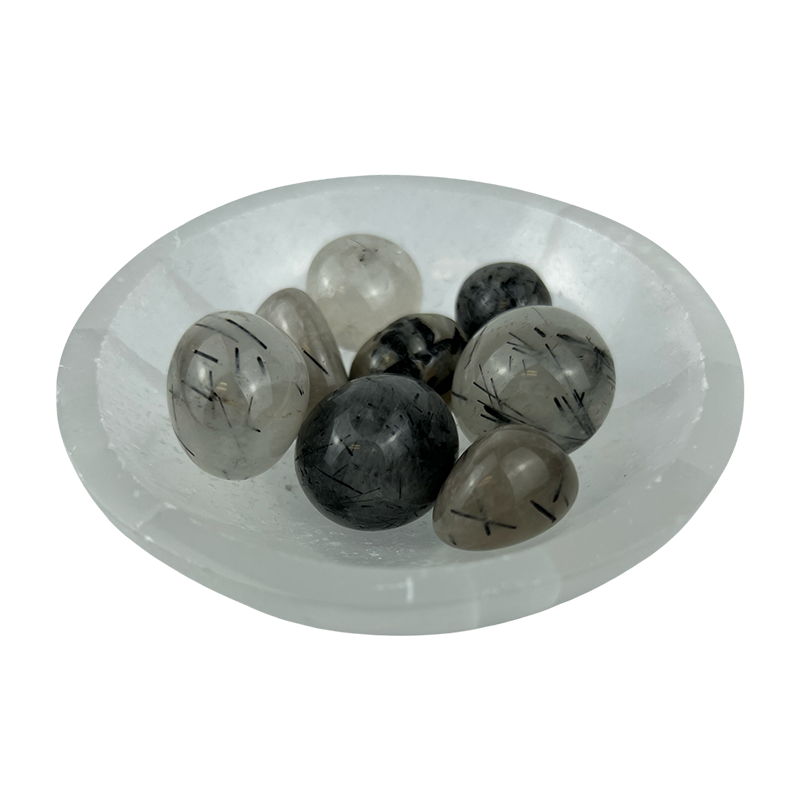 Quartz with Black Tourmaline Rutile Tumbled Stone - 20-30 mm