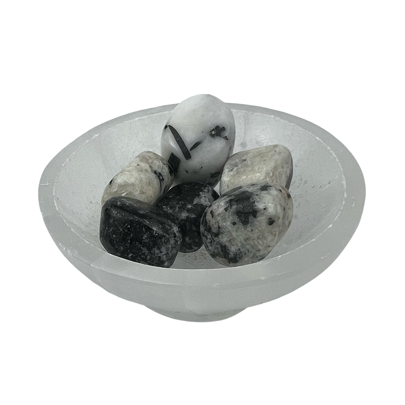 Quartz with Black Tourmaline Tumbled Stone - 20-35 mm