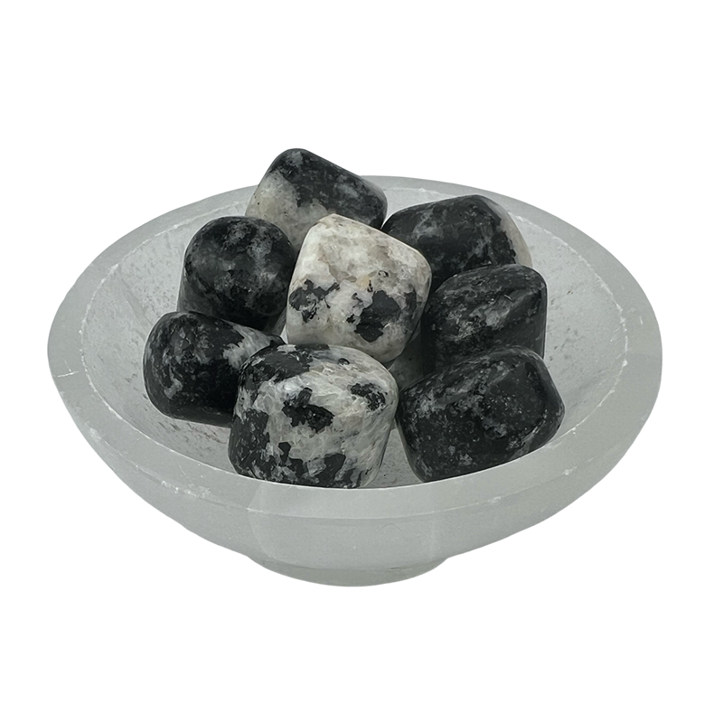 Quartz with Black Tourmaline Tumbled Stone - 20-35 mm
