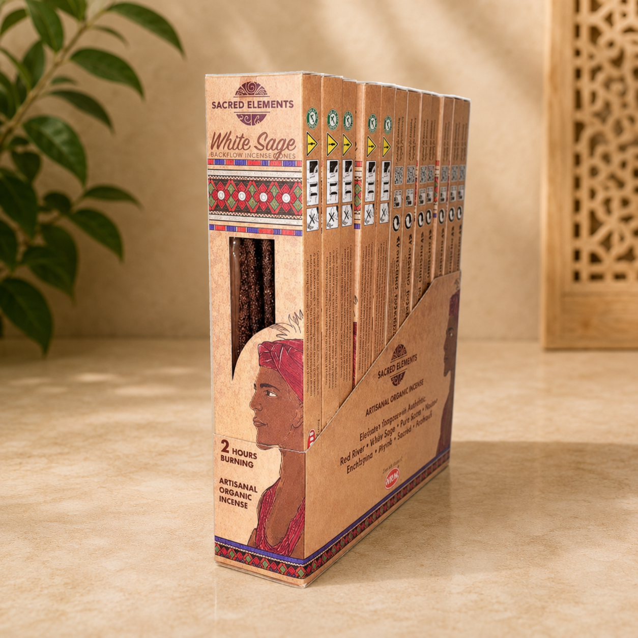 Sacred Elements White Sage Backflow Incense Cones (12 Cones)