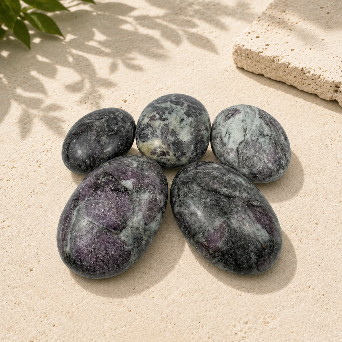 Garnet in Astrophyllite Palm Stone - 2.25-2.5 inch