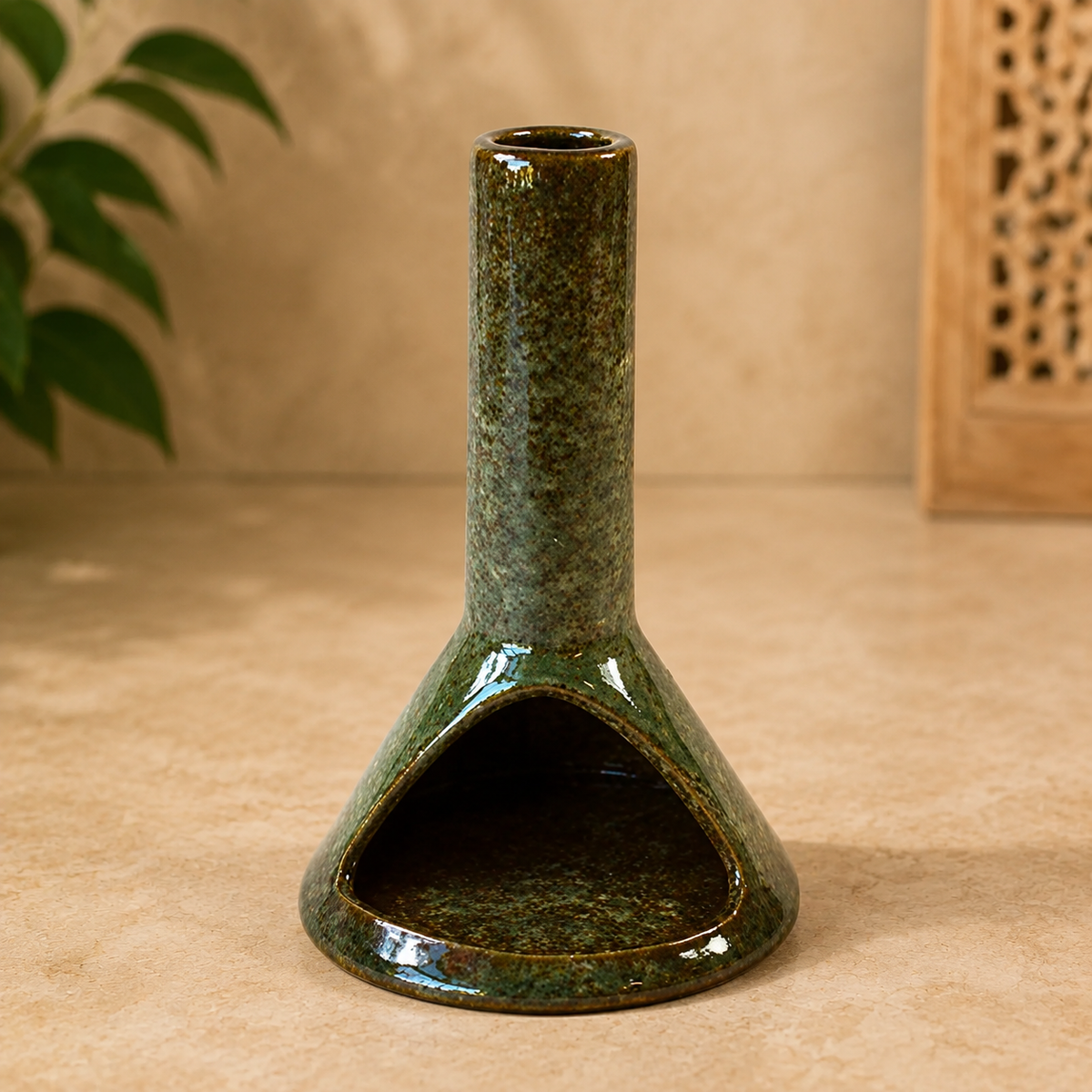 Green Chimney Ceramic Cone Incense Burner - 6 inch