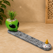 Fujima Alien Incense Burner with Faux Plant - 12.5 inch