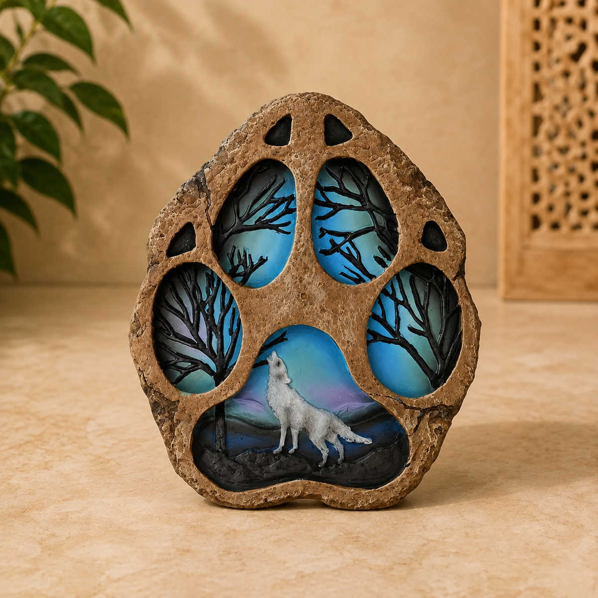 Wolf Paw Hand-Painted Incense Stick Burner - 6 inch