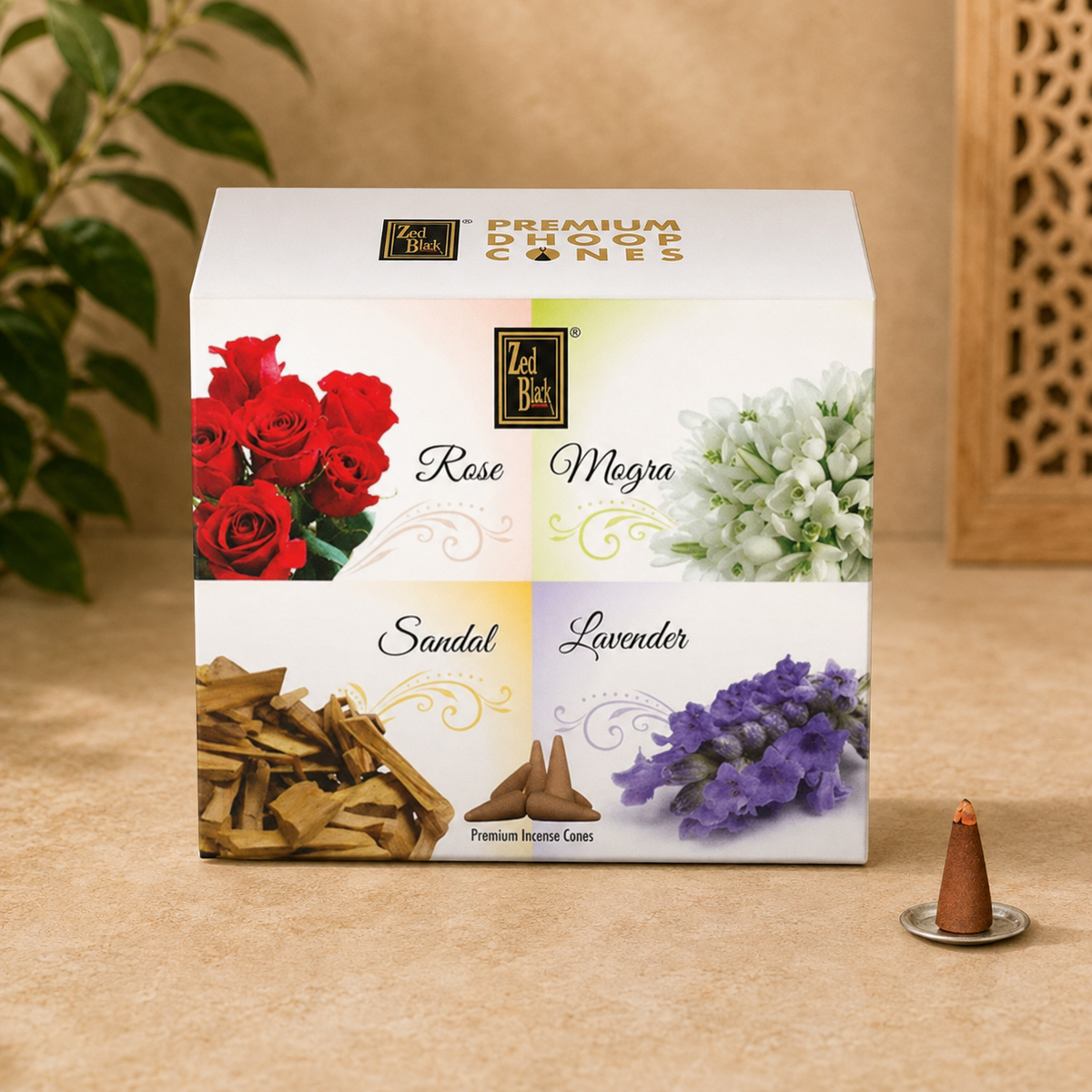 Zed Black Assorted Dhoop Cones (12 Cones)