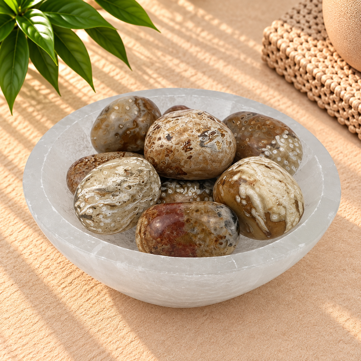 Palm Root Fossil Tumbled Stone - 20-35 mm