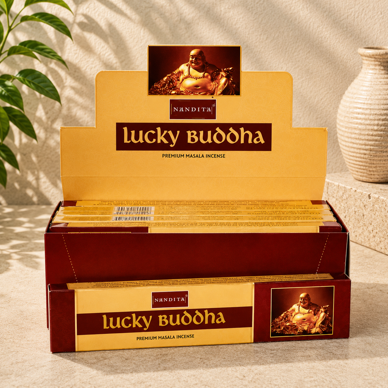 **Nandita Lucky Buddha Hand-Rolled Masala Incense Sticks (15g)**