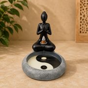 Meditating Figure Yin Yang Backflow Incense Burner - 5.5 inch