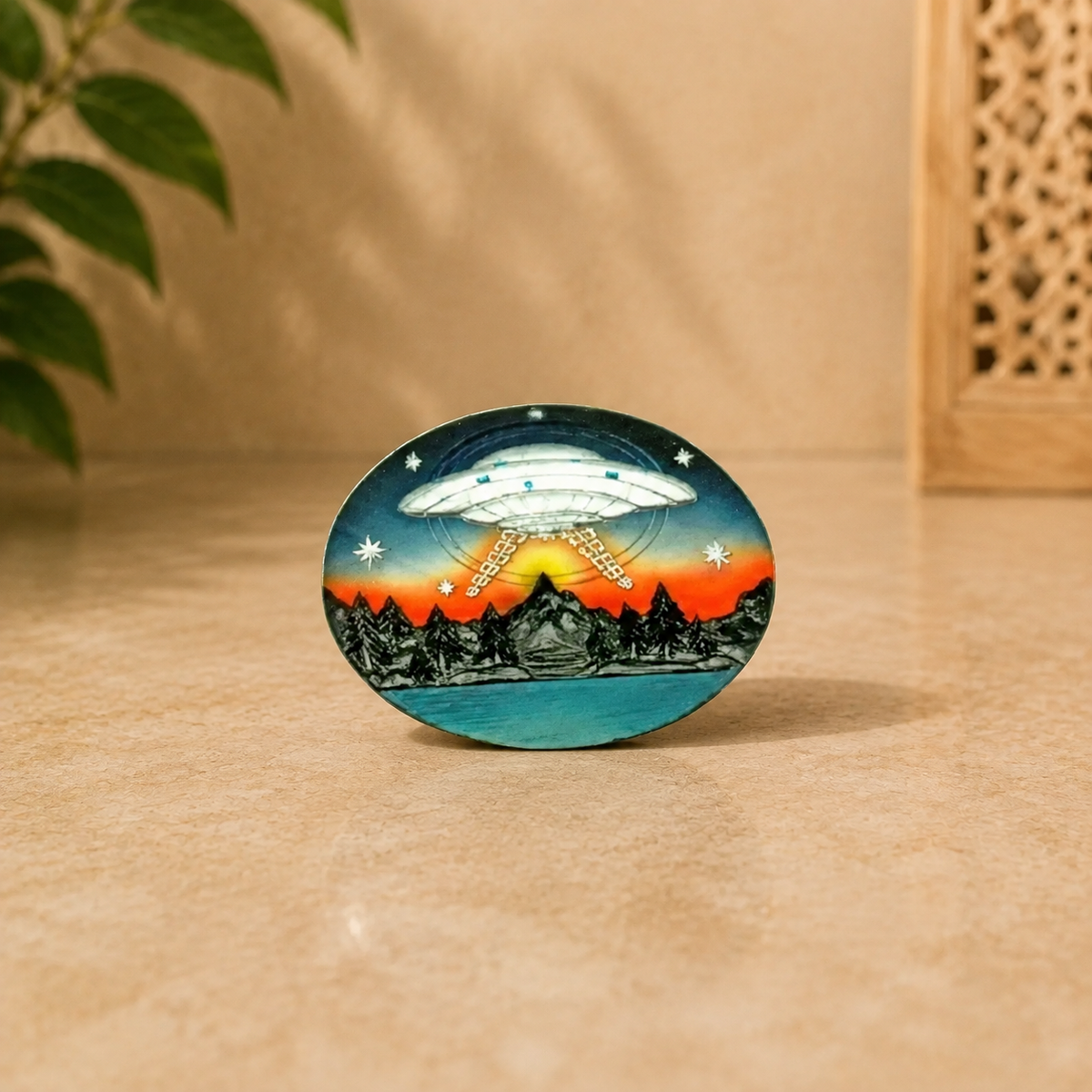 UFO Hand-Painted Incense Burner - 4.75 inch