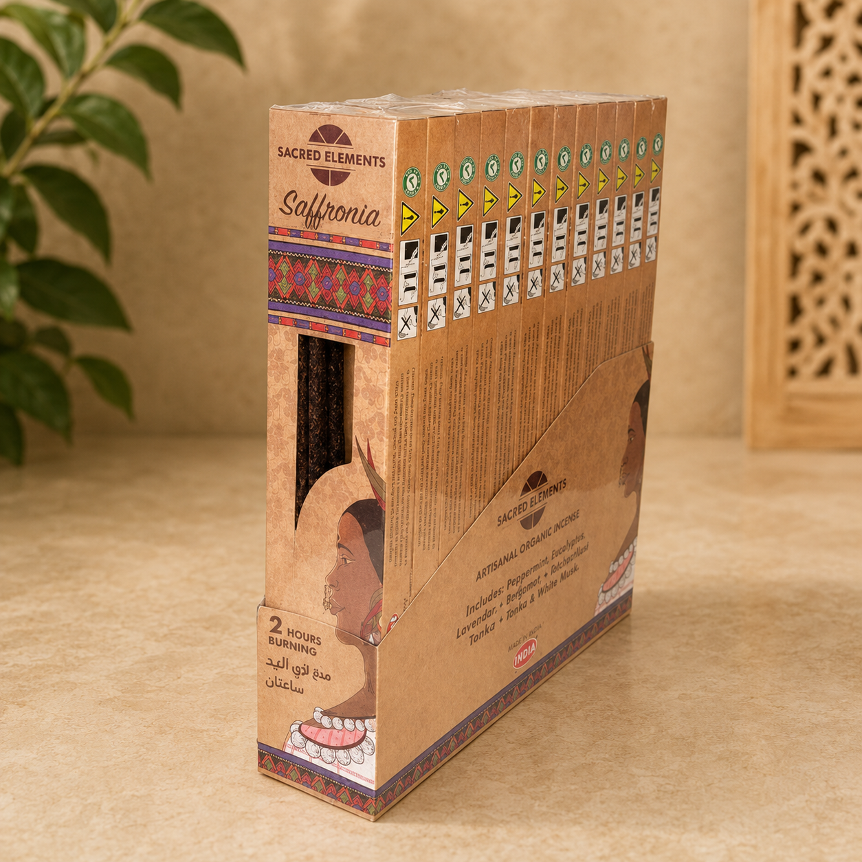 Sacred Elements Saffronia Hand-Rolled Masala Incense Sticks (15g)