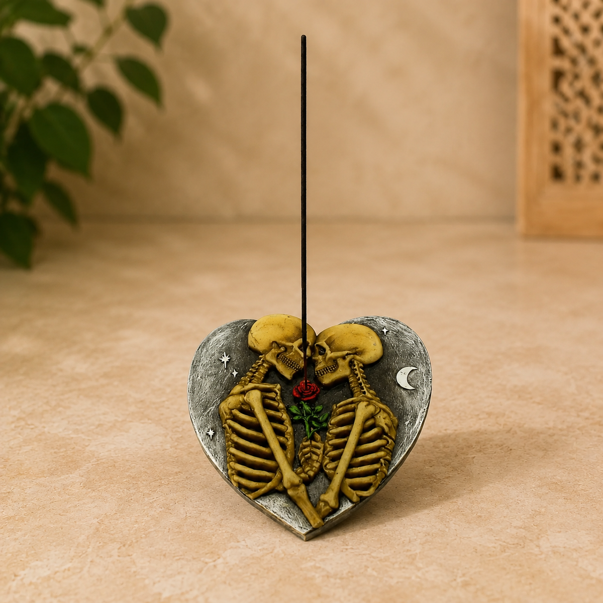 **Friends Until the End Skeleton Lovers Incense Burner (5.25 x 5 in)**