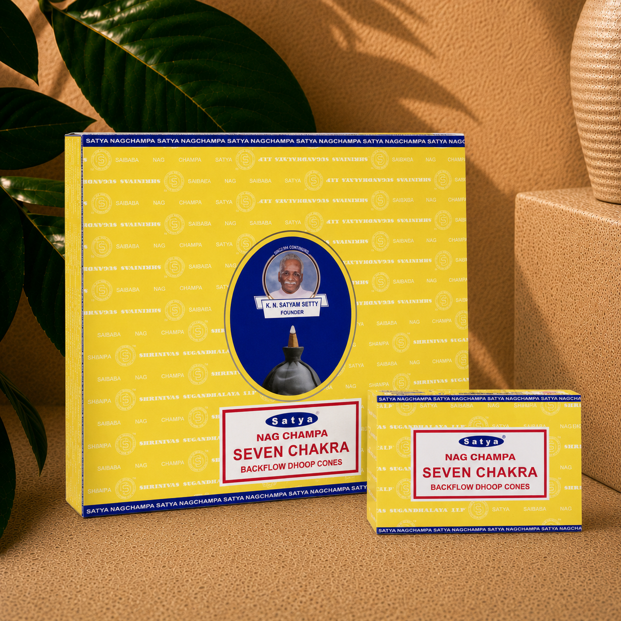 Satya Nag Champa Seven Chakra Dhoop Backflow Cones (10 Cones)