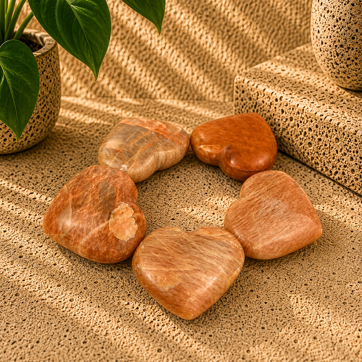 Peach Moonstone Heart - 1.1-1.2 inch